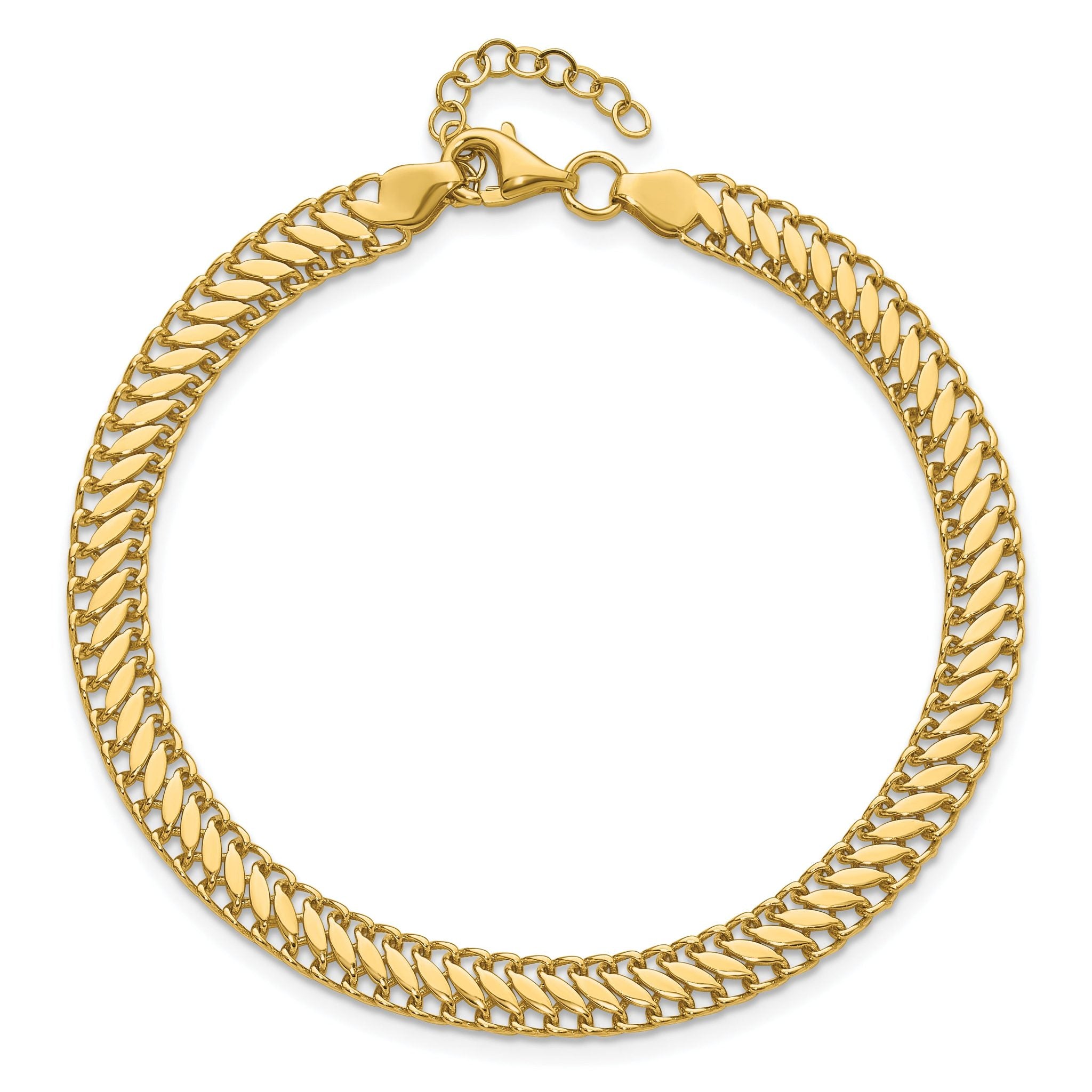 10K Polished Fancy Link w/1in ext. Bracelet