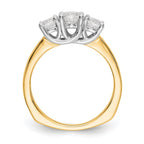14K Two-tone 3-Stone (Holds 1/2 carat (5.2mm) Round Center) Includes 2-4.5mm Round Side Diamonds Semi-Mount Engagement Ring