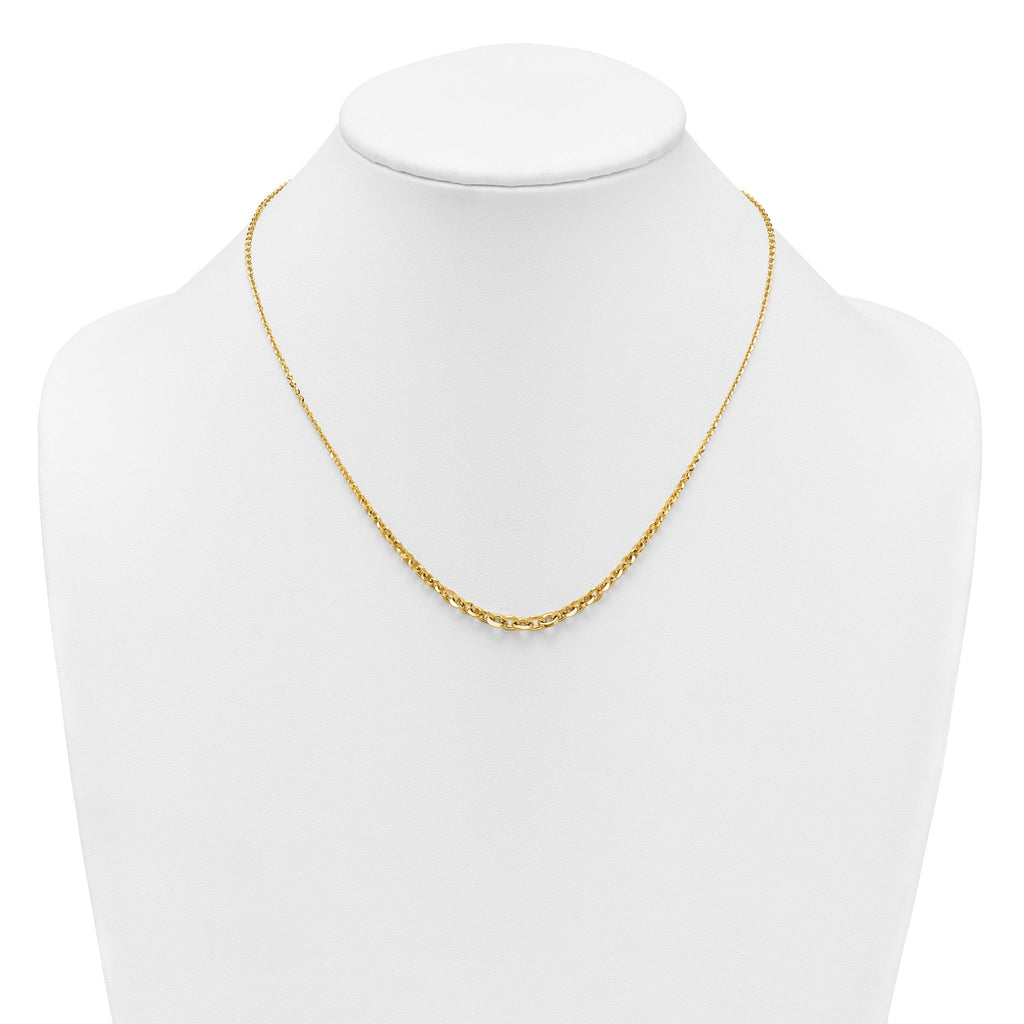 14k Polished Fancy Graduated Cable Link 18 inch Necklace