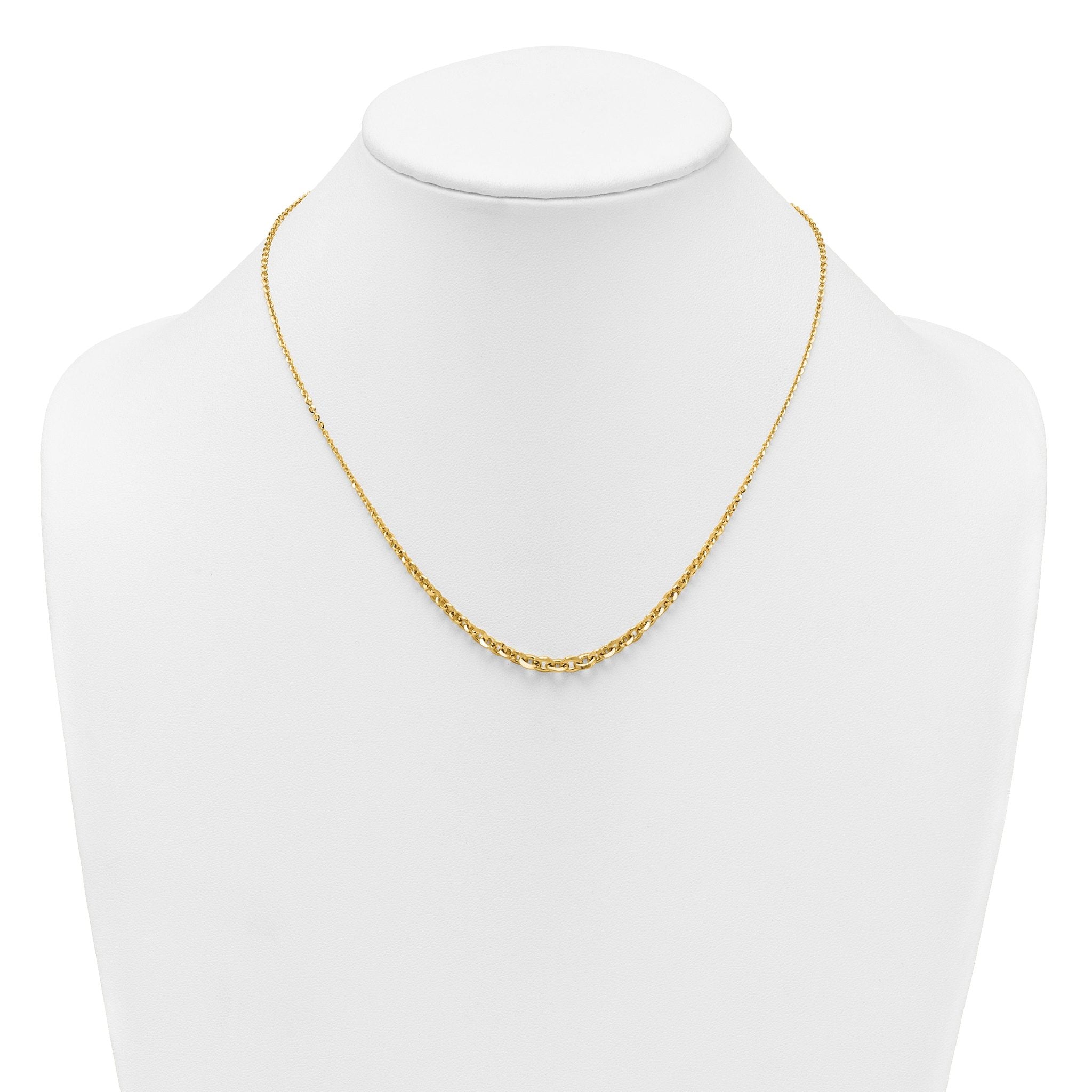 14k Polished Fancy Graduated Cable Link 18 inch Necklace