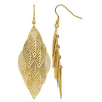 Stainless Steel Ion-Plated Polished Textured Drop Dangle Earrings for Women