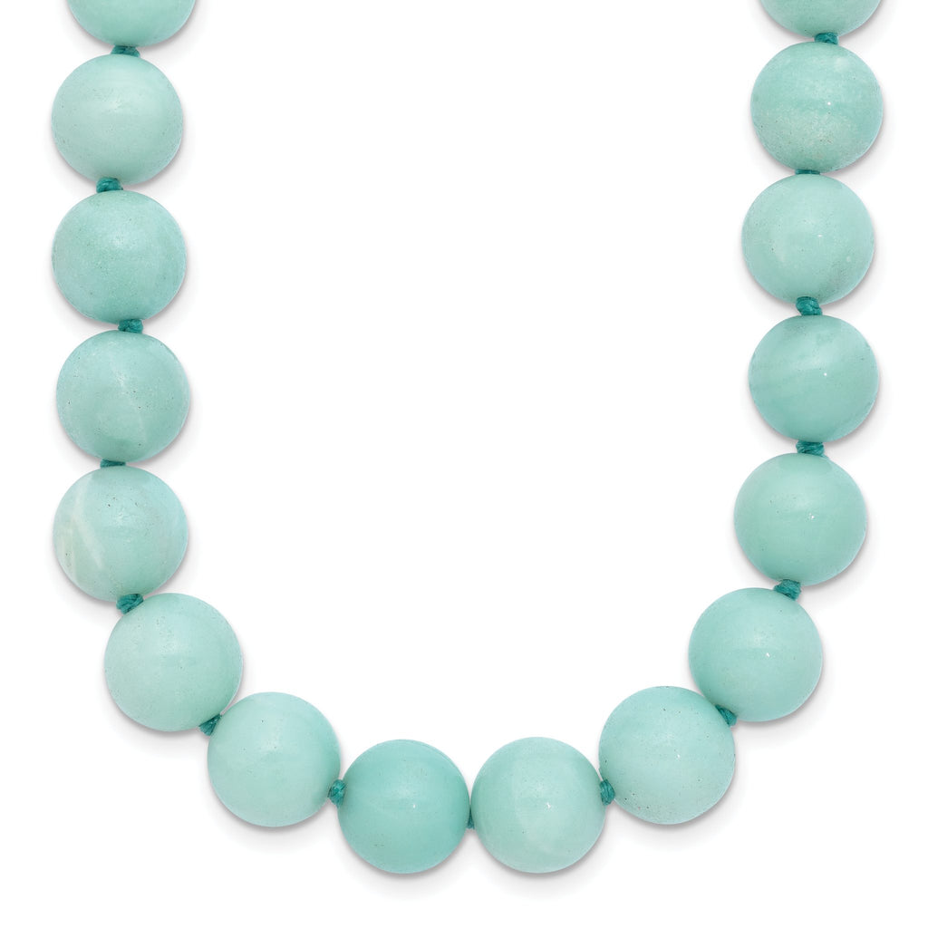 10-10.5mm Smooth Beaded Amazonite Necklace With Sterling S.RH Clasp