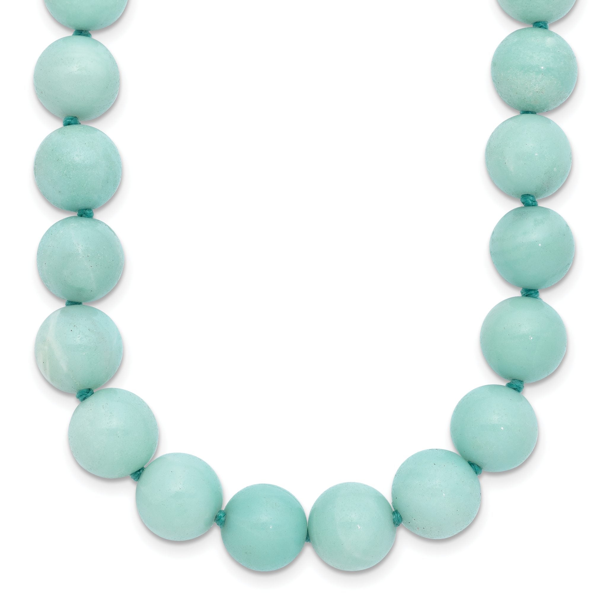 10-10.5mm Smooth Beaded Amazonite Necklace With Sterling S.RH Clasp