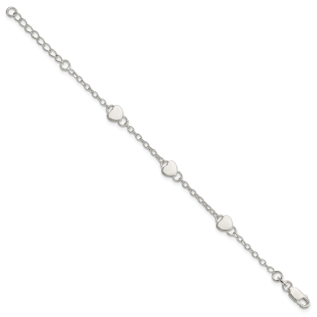 Sterling Silver Heart Childs 5 Inch Plus 1 Inch Ext. Bracelet