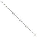 Sterling Silver Heart Childs 5 Inch Plus 1 Inch Ext. Bracelet