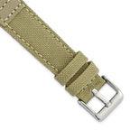 Beige Nylon Canvas Watch Band with Leather Trim, 20mm