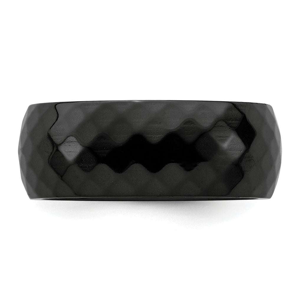 Faceted Wedding Band in Black Titanium, 9mm