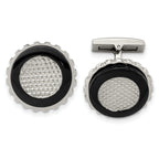 Black IP-Plated Circle Cufflinks in Stainless Steel