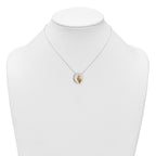 Sterling Silver with Gold-tone Polished Footprint Dangle on Disc 16 inch Necklace