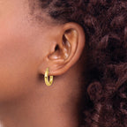 Sterling Silver Gold-Tone Polished 3x15mm Hoop Earrings
