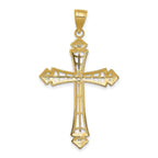 14K Gold Diamond-Cut Cross Pendant with Rhodium Accents Polished Finish