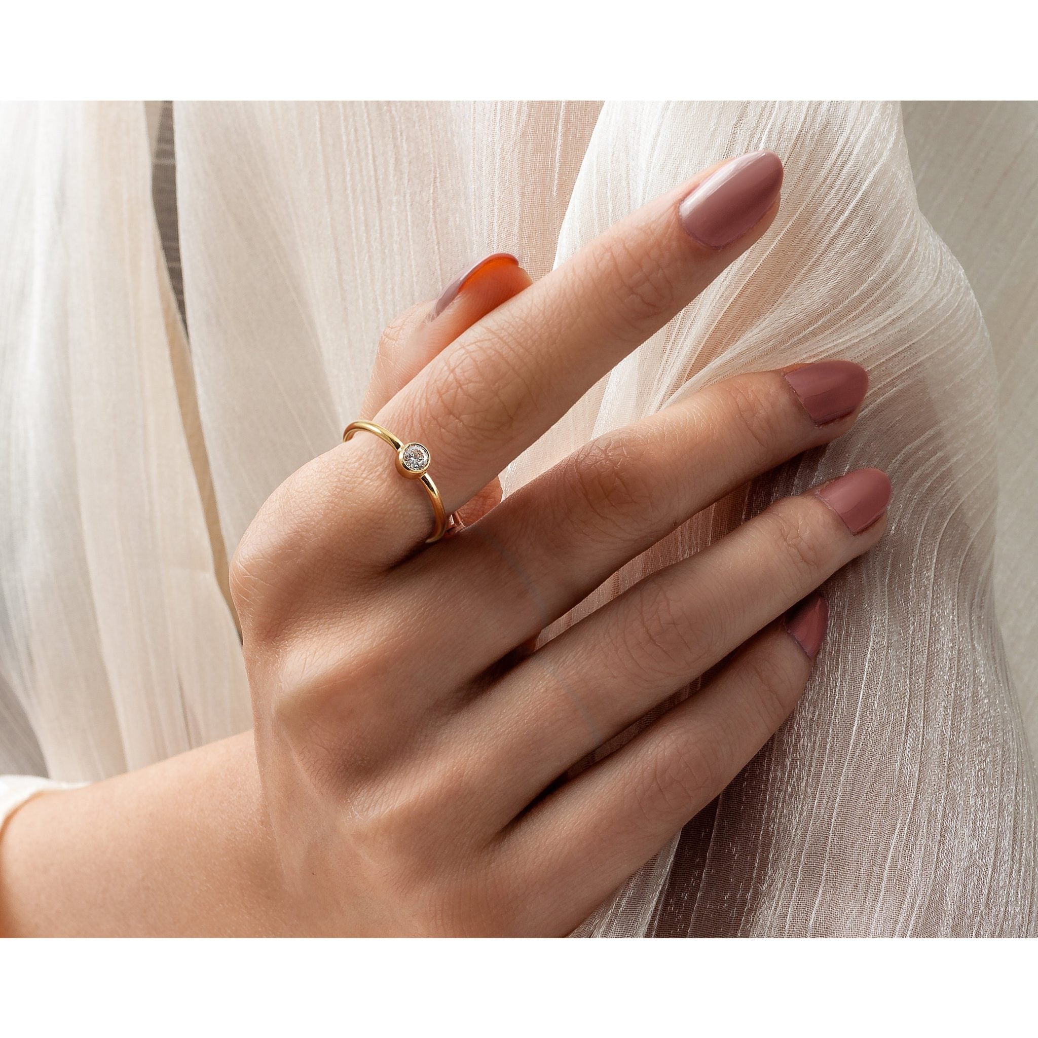 14K Gold Filled CZ 1.50mm Stacking Ring