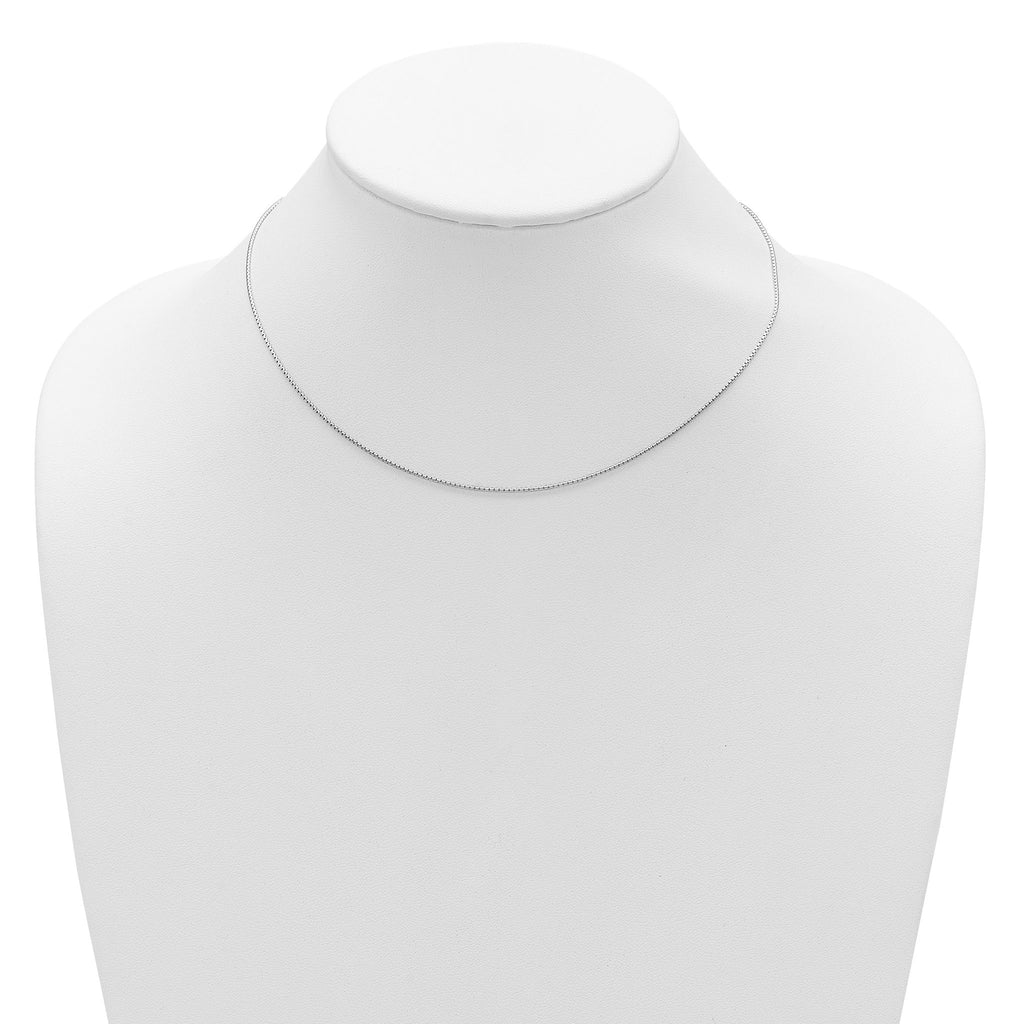 Sterling Silver Rh-plated .95mm Round Box 1in+1in Adj. Chain