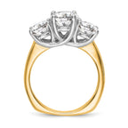 14K Two-tone 3-Stone (Holds 1 carat (6.5mm) Round Center) Includes 2-5.00mm Round Side Diamonds Semi-Mount Engagement Ring