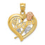 14K Two-Tone Gold Mom Charm with Rhodium Finish  Polished & Textured