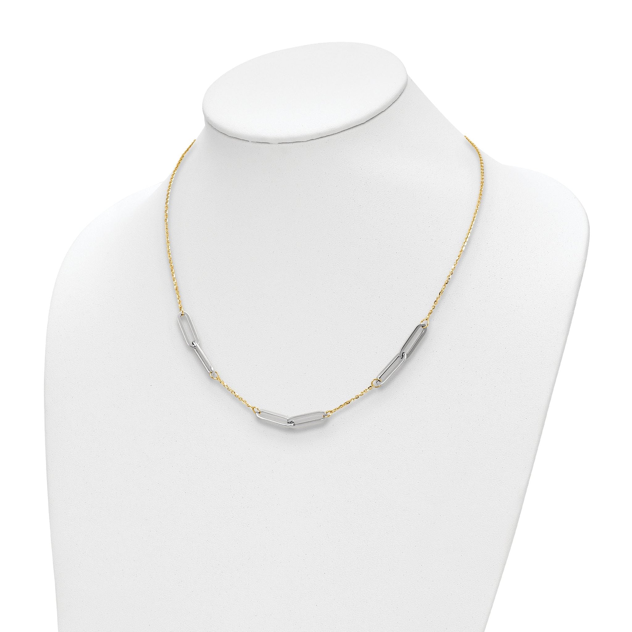 14k Two-tone Polished w/ ext. Necklace Secondary image