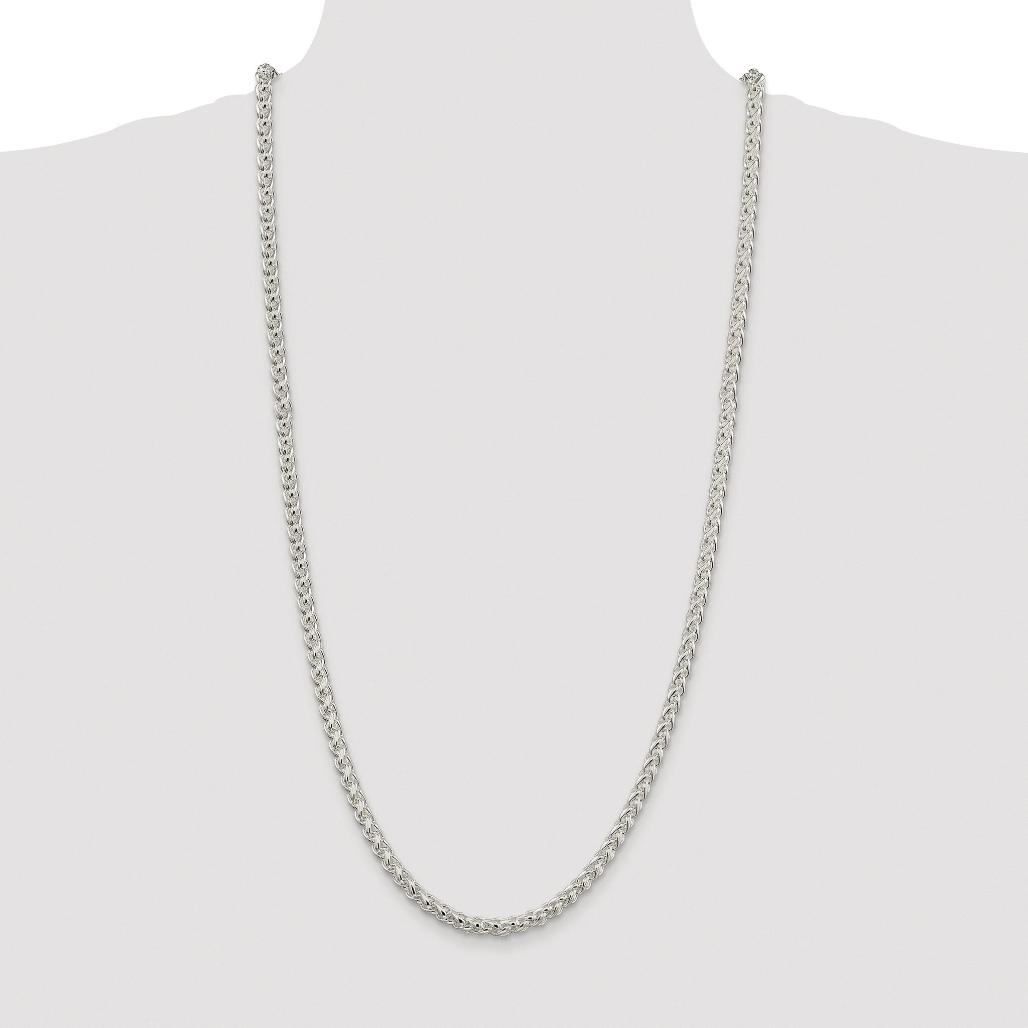 Sterling Silver Rhodium-plated 5mm Round Spiga Chain