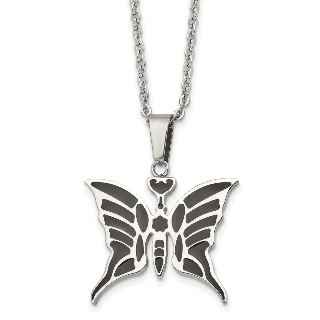 Enameled Butterfly Necklace in Stainless Steel