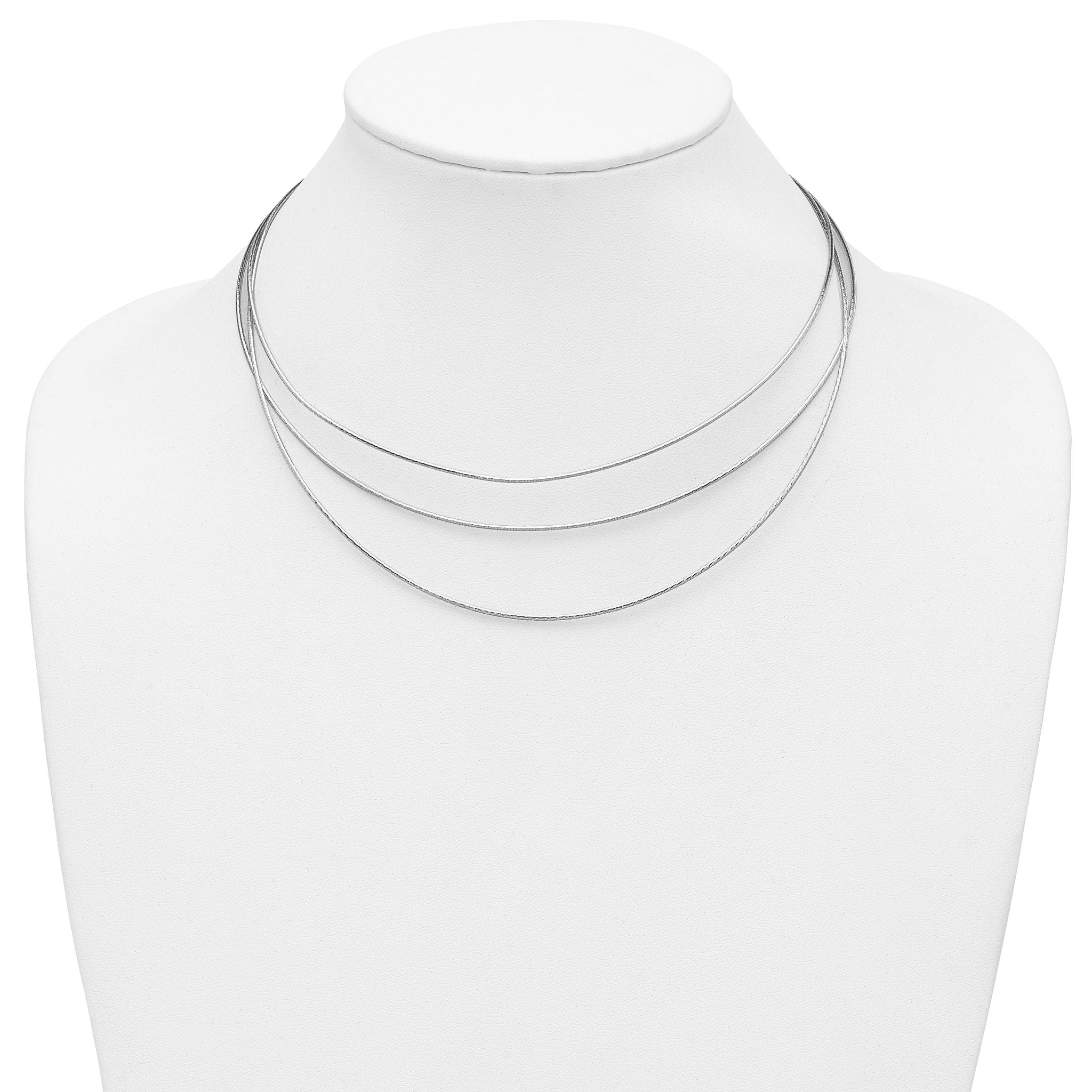 Sterling Silver RH-plated Polished 3-strand w/ 2in ext. Necklace Secondary image