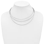 Sterling Silver RH-plated Polished 3-strand w/ 2in ext. Necklace