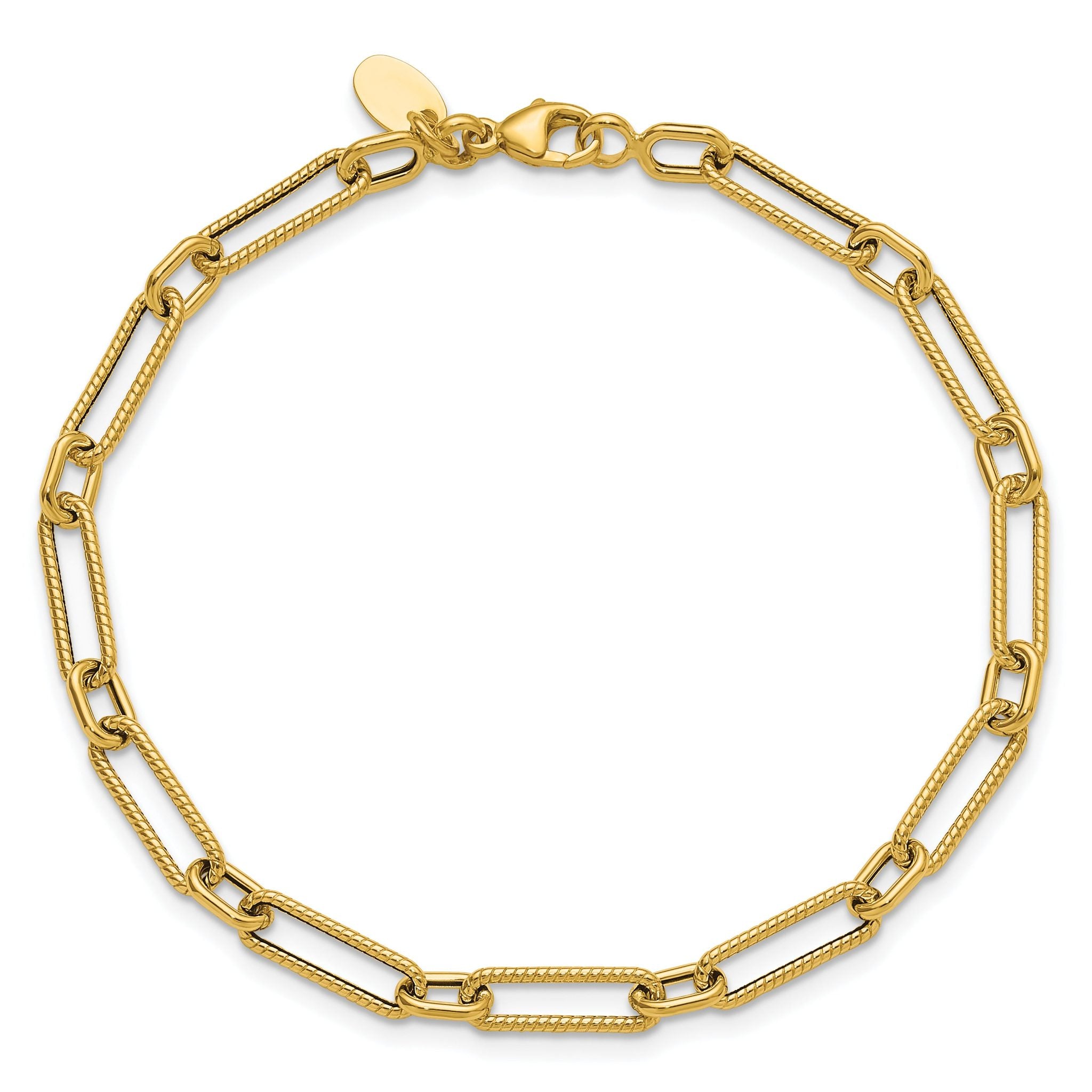 10K Polished and Textured 4.2mm Fancy Link Bracelet