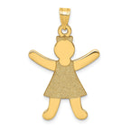 14K Gold Laser Cut Girl Charm Pendant Elegant Yellow Finish