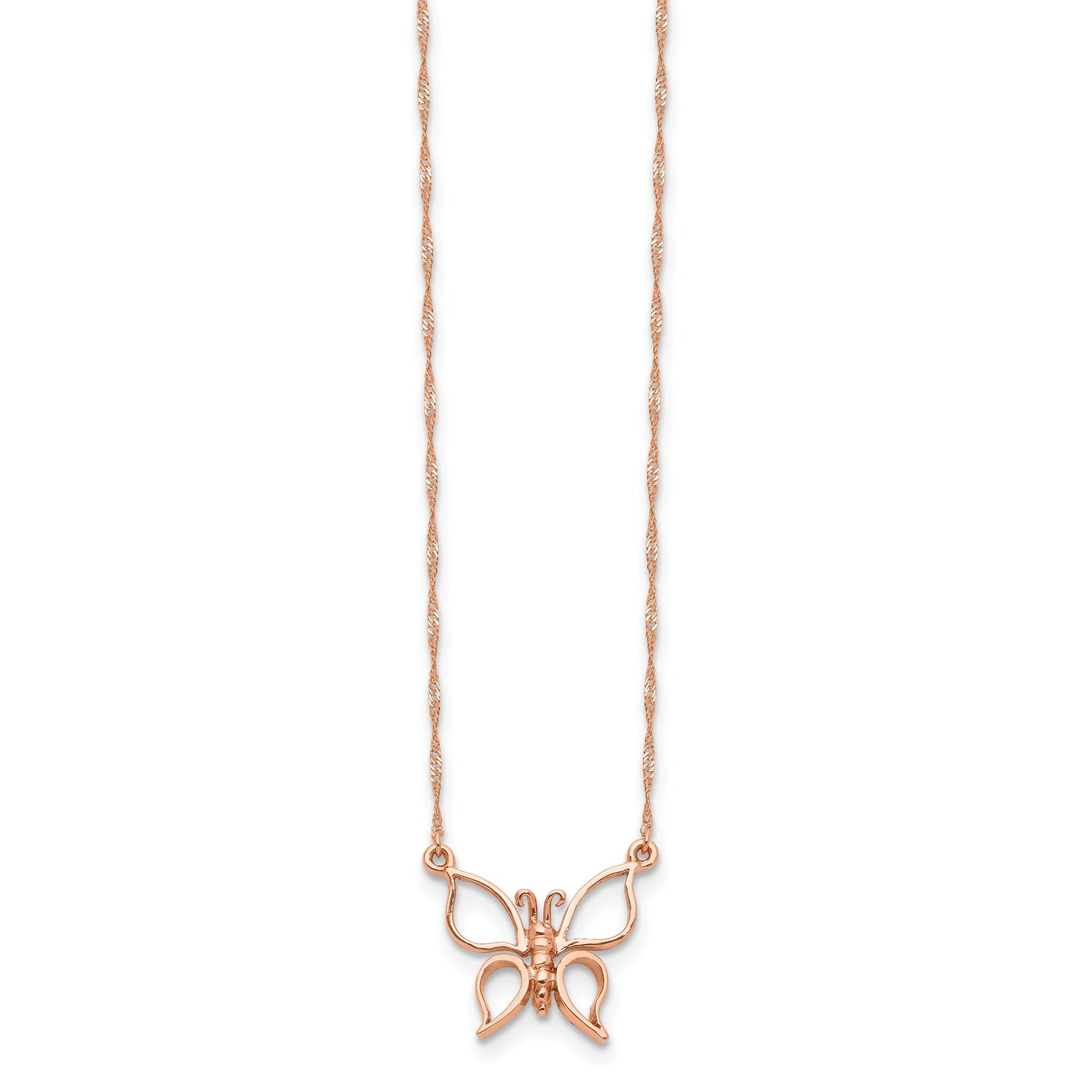 14K Rose Gold Butterfly Necklace with Polished Finish Elegant and Themed Design Secondary image