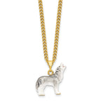 Luxury Giftware by Jere Pewter Bejeweled Crystals Gold-tone Enameled JACK Howling Wolf Trinket Box with Matching 18 Inch Necklace