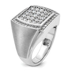14k White Gold Men's Polished and Satin 1 1/3 Carat AA Quality Diamond Cluster Ring