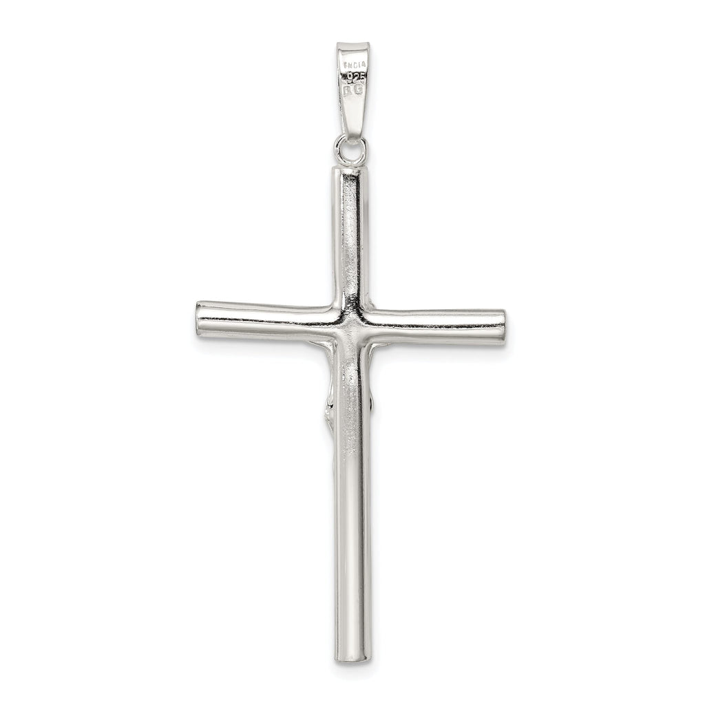 Sterling Silver 925 Polished Crucifix Pendant with Hollow Design