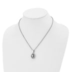 Oval Prayer Box Pendant Necklace in Stainless Steel, 18"