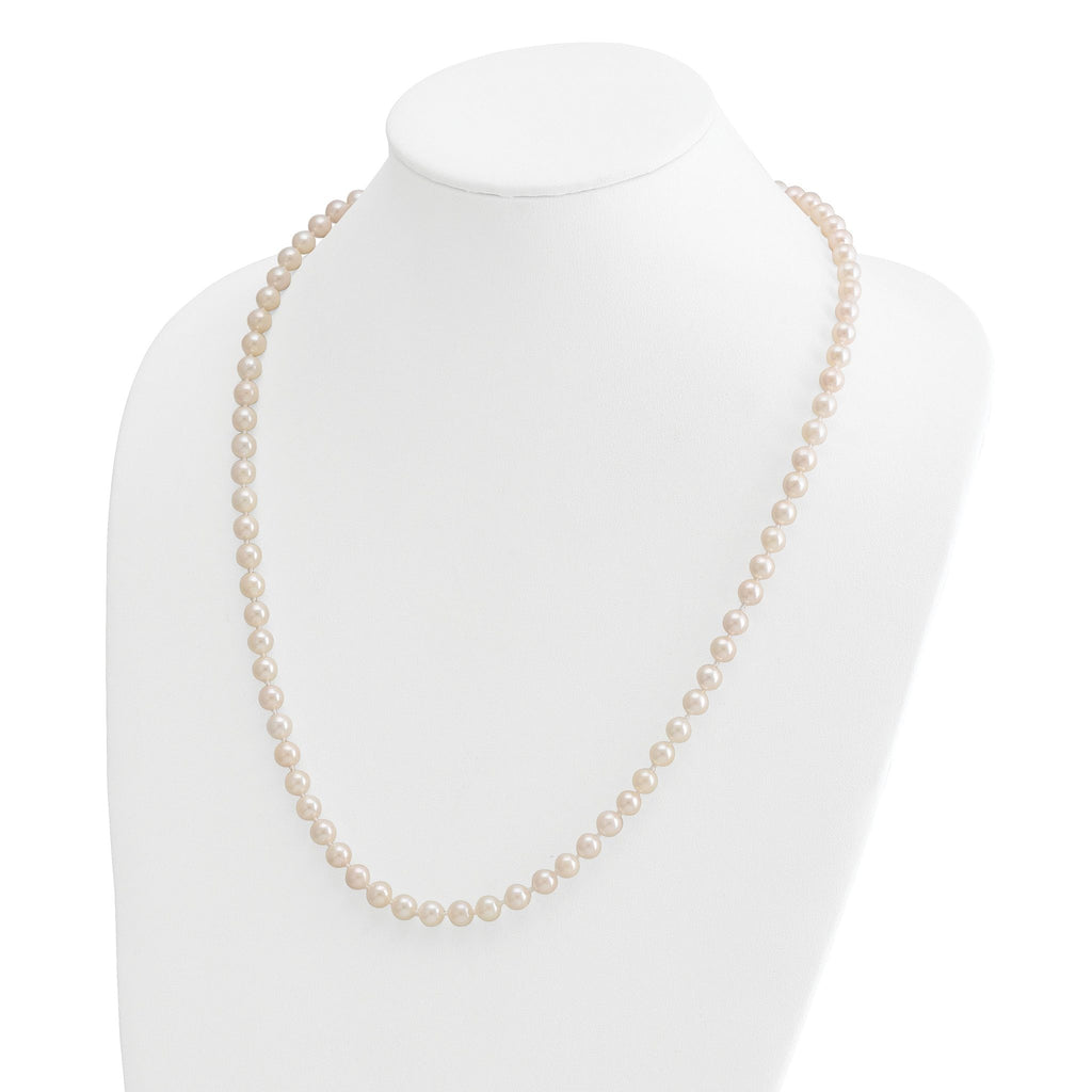 14k 6-7mm White Round Akoya Saltwater Cultured Pearl Necklace