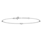 14K White Gold Mirror Beads 3-Station 9 inch Plus 1 inch Extender - Total 10 inch Anklet