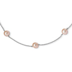 Sterling Silver Pearl Necklace with Pink Freshwater Pearls Elegant 18 Chain