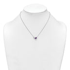 Sterling Silver Rhodium-plated Polished Pear Amethyst and Emerald-cut White Topaz 16 Inch with 2 Inch Extension Necklace
