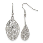 Stainless Steel Polished Flower Drop Dangle Earrings for Women