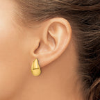 Sterling Silver Gold-plt Polished Puff Teardrop Post Earrings
