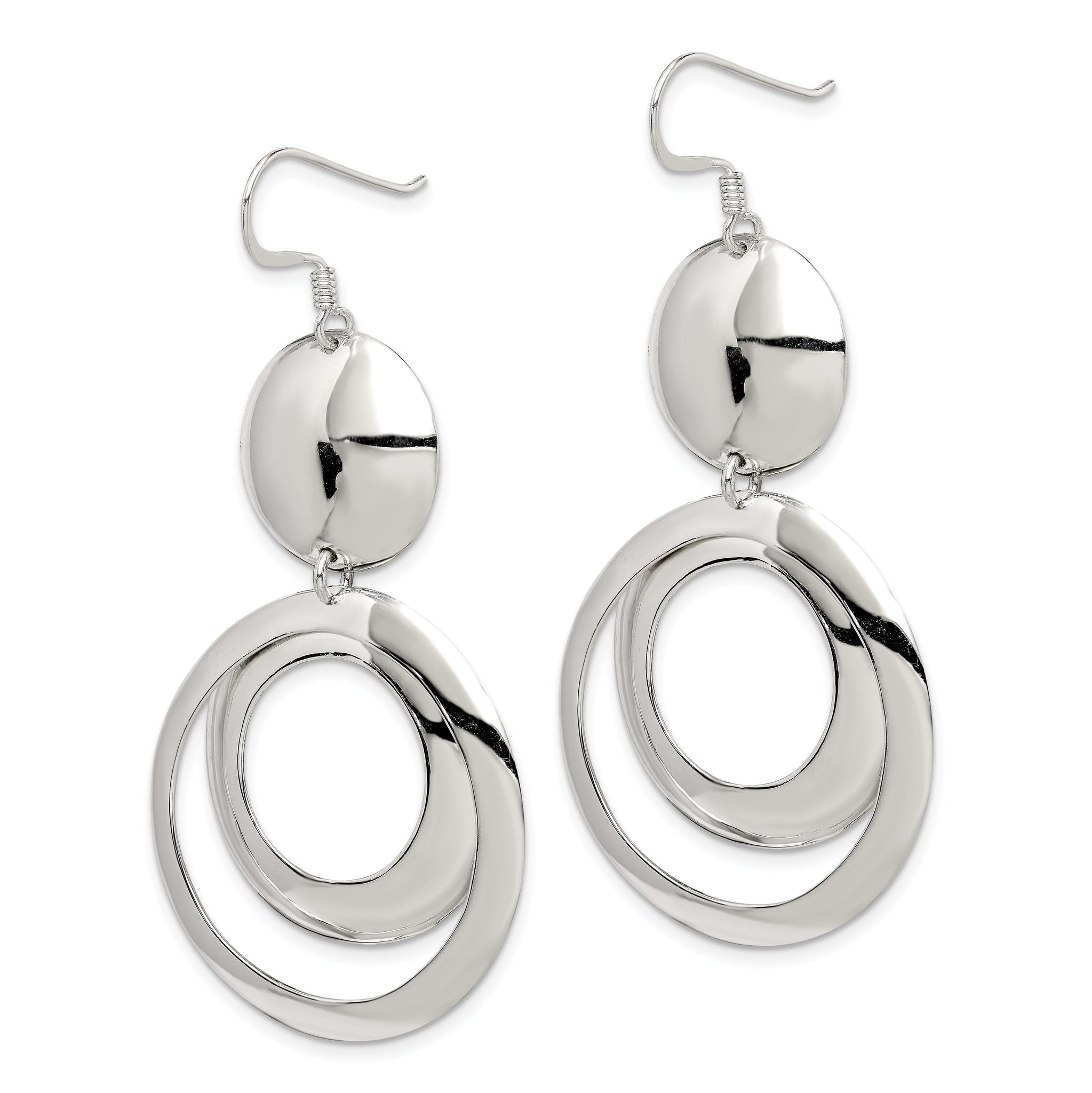 Sterling Silver Polished Fancy Circle Dangle Earrings Secondary image