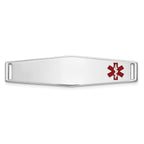 14K White Gold Medical ID Bracelet with Red Enamel Engravable Plate