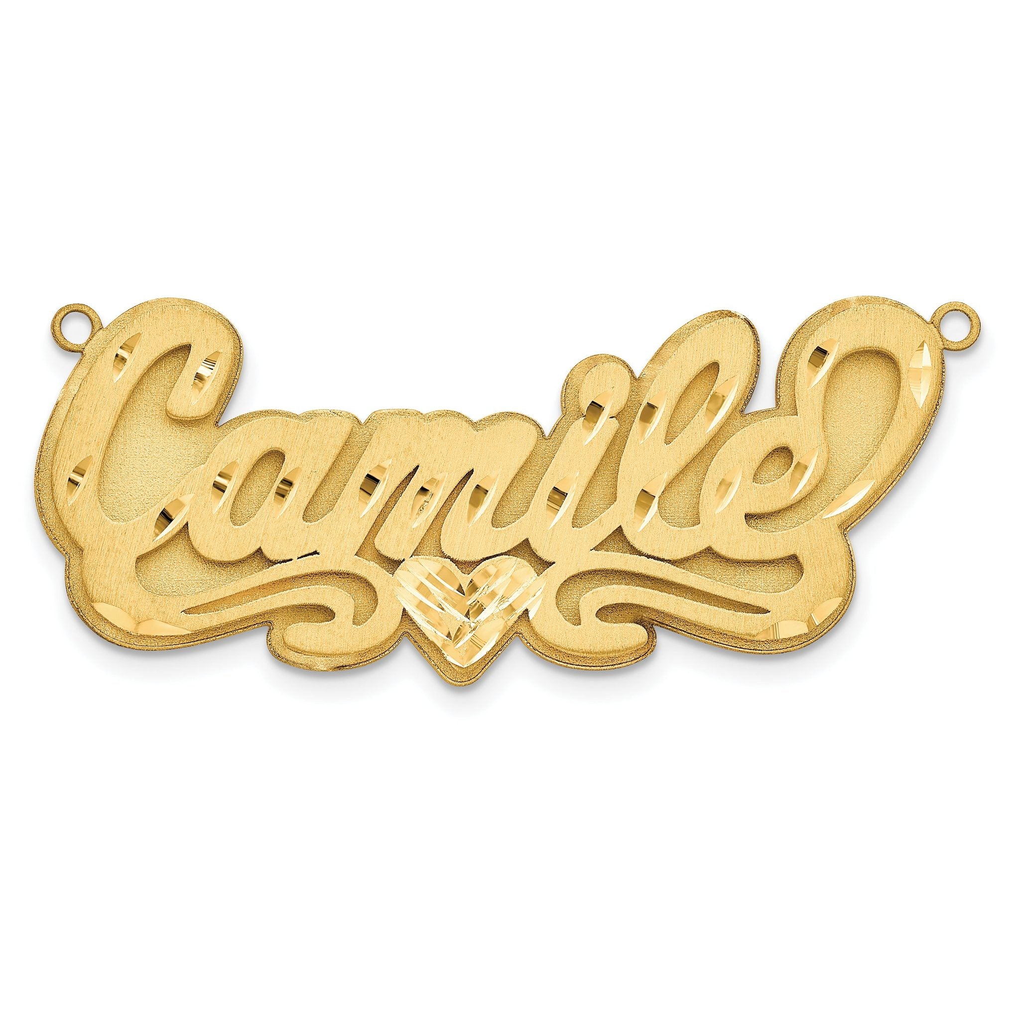 10KY 3D Satin Diamond-cut Heart Name Plate Main image