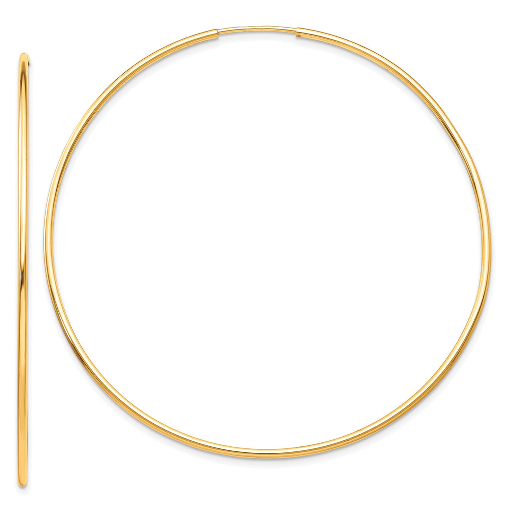 10K Gold Polished Endless Hoop Earrings 60mm Elegant Hollow Design