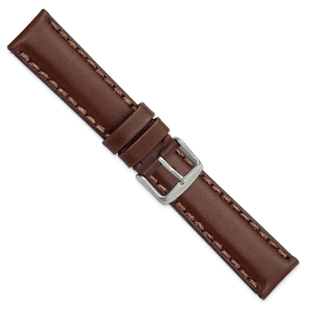 Hand-Stitched Oil Leather Watch Band in Brown, 18mm