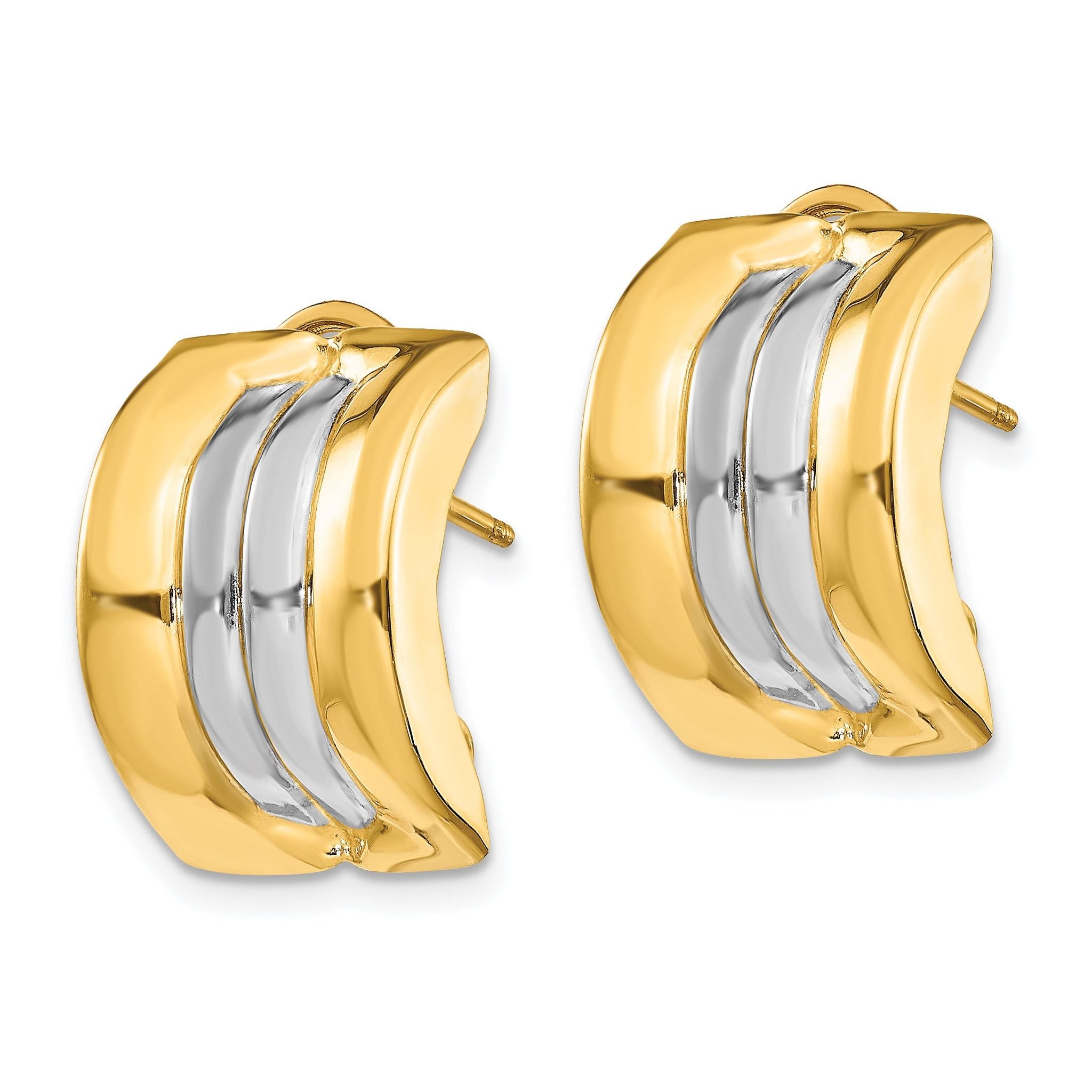 14k & Rhodium Omega Post Earrings Secondary image