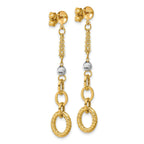 14K w/Wht RH Polish/Dia-cut/Twisted Post Dangle Earrings