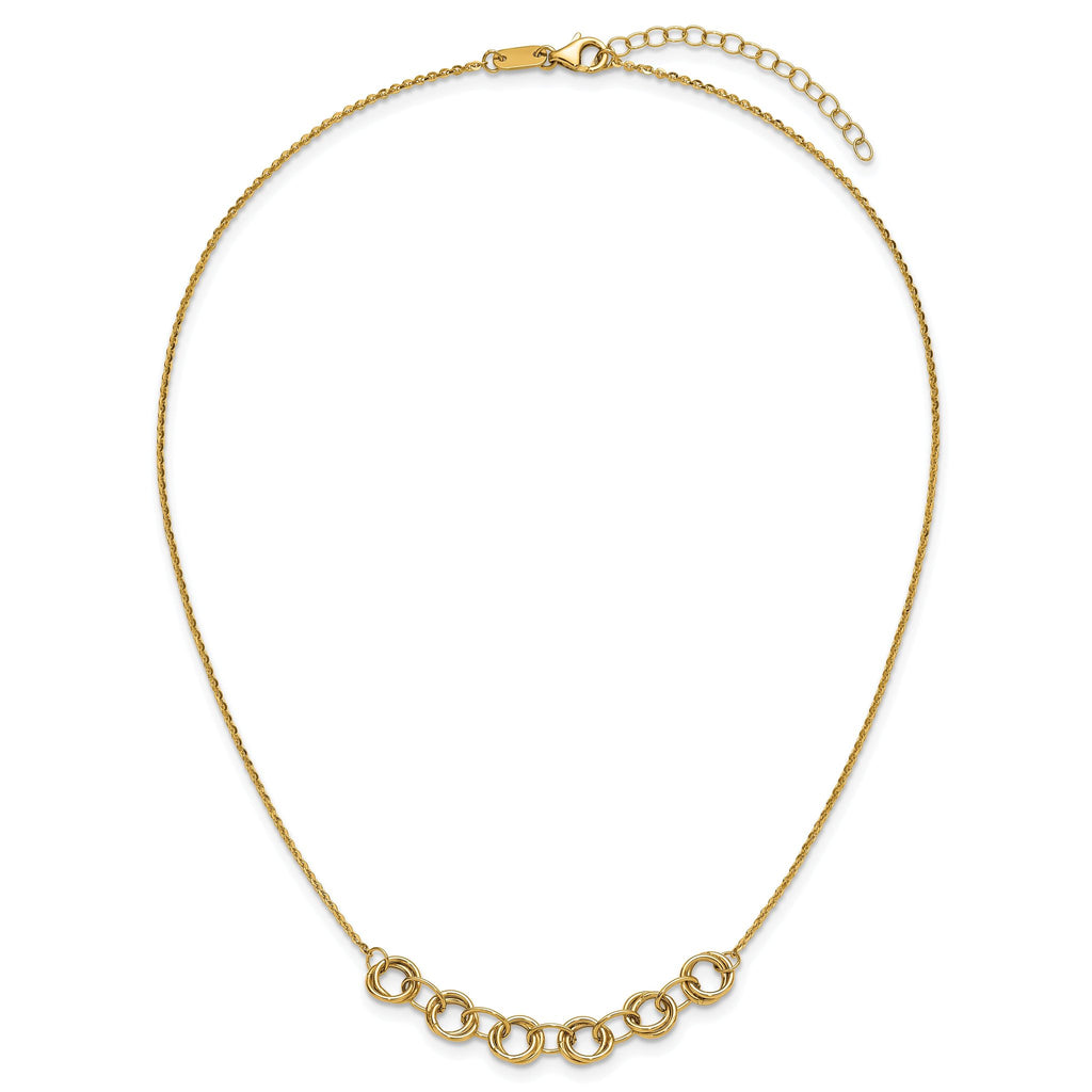 14K Polished Circles w/2in ext. Necklace