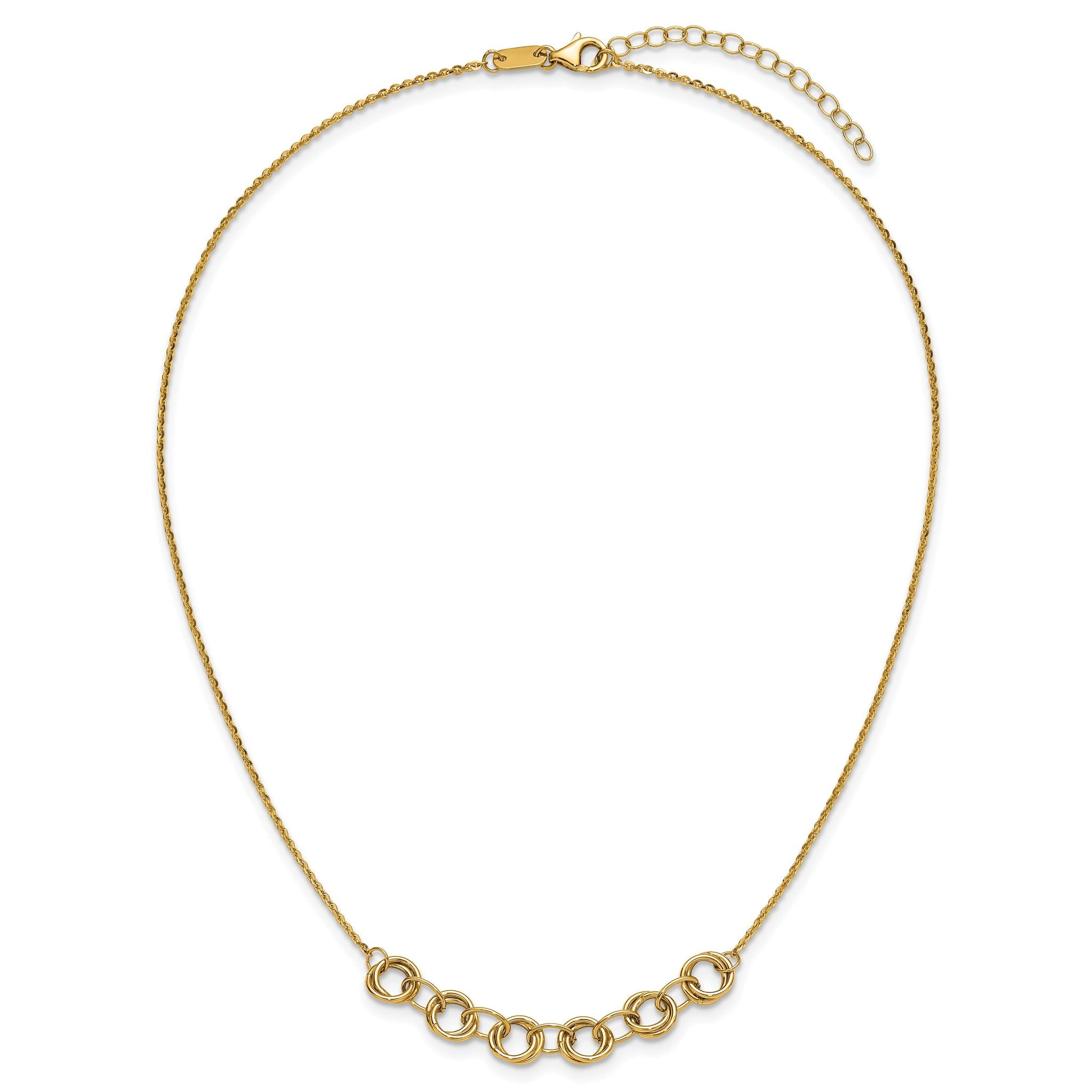 14K Polished Circles w/2in ext. Necklace