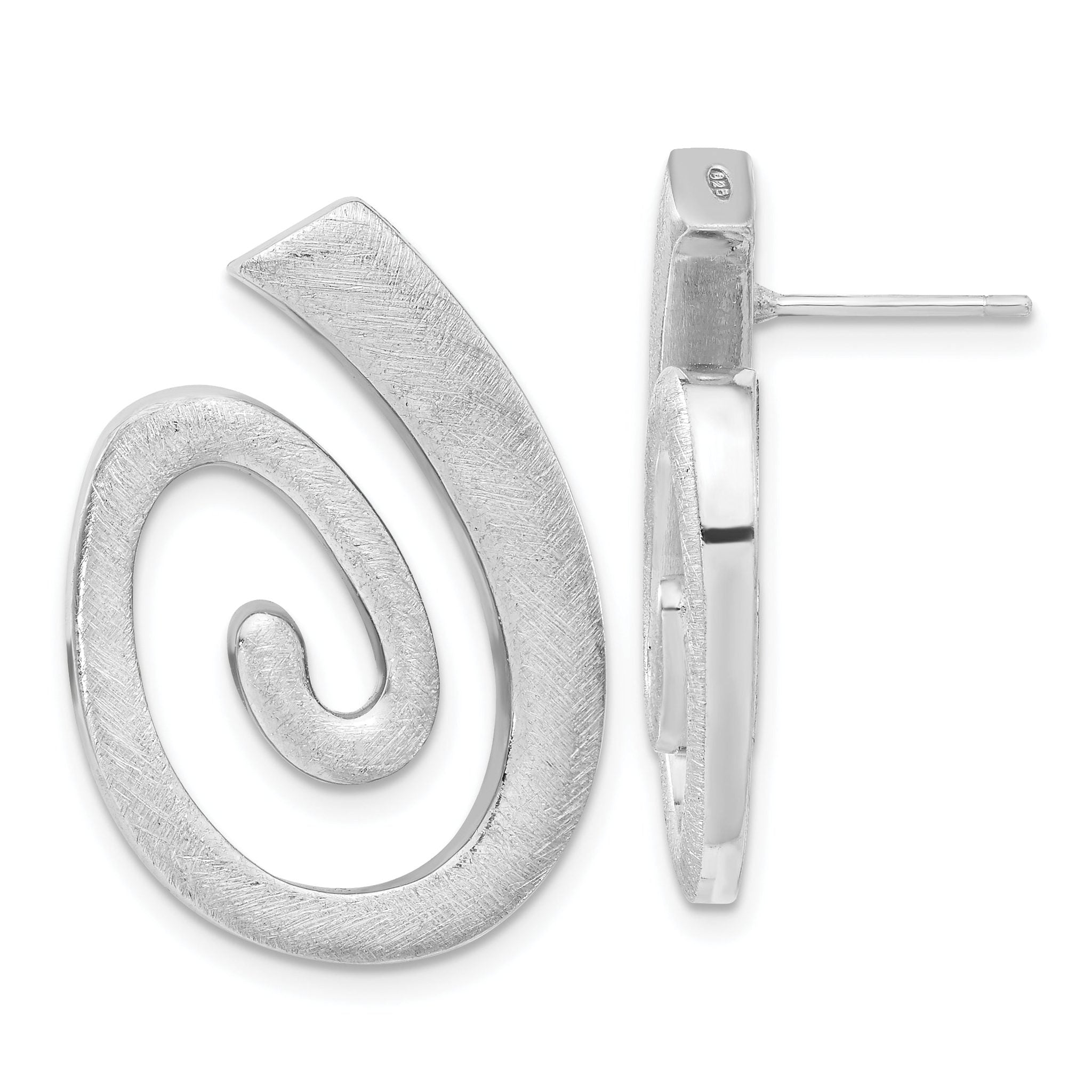 925 Sterling Silver Swirl Dangle Earrings with Brushed Finish Main image