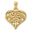 14K Gold Polished Filigree 3D Puffed Heart Pendant by Sophia Jewelers