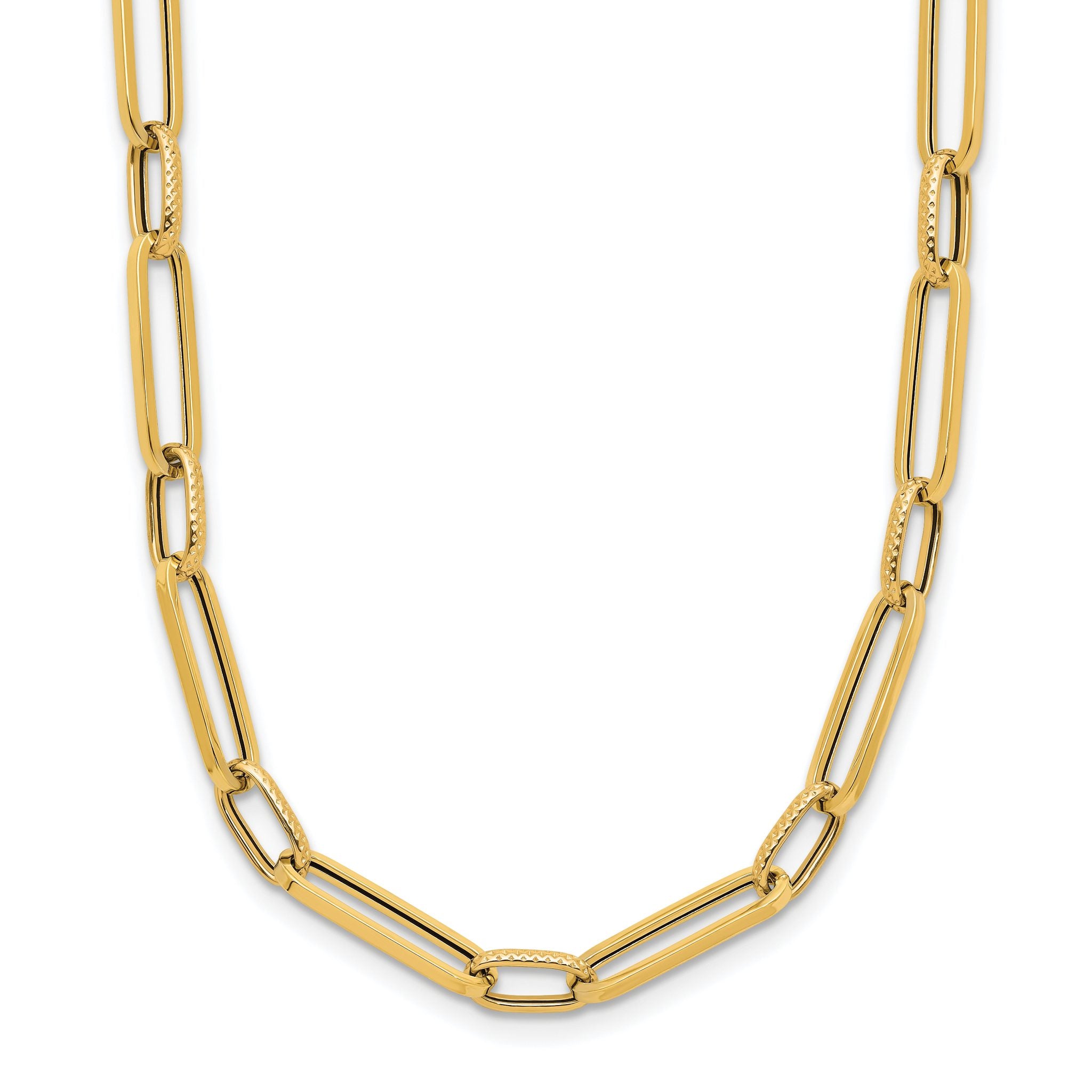 14K Polished and Textured Fancy Link Necklace Main image