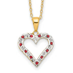 Sophia Jewelers 18K Gold-Plated Sterling Silver Ruby and Diamond Heart Necklace